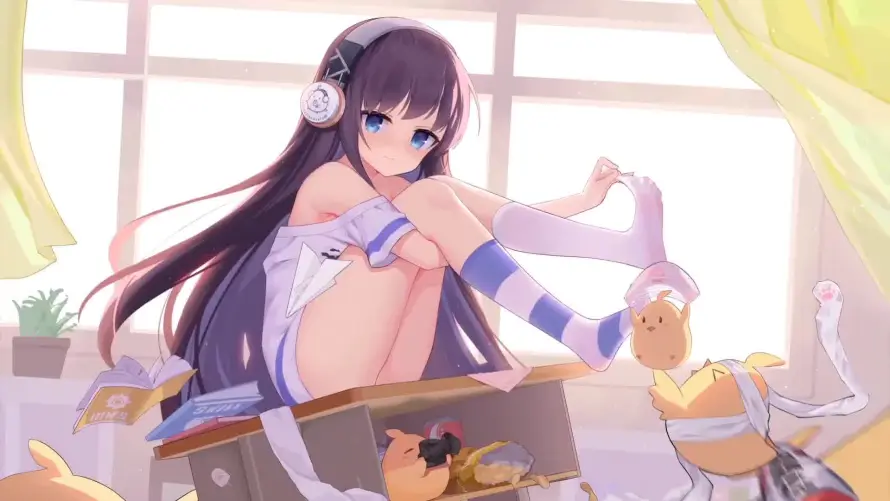 2k书桌壁纸-少女 - 教室-白裙「哲风壁纸」