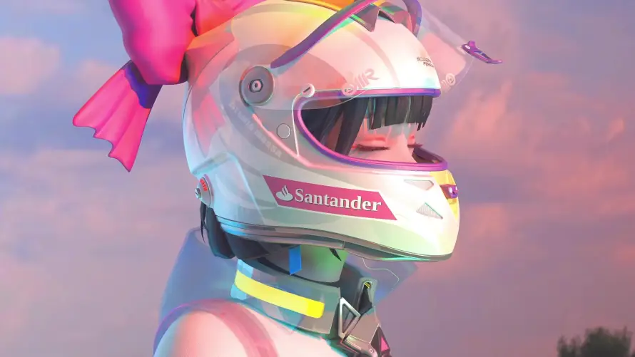 4k短发壁纸-二次元 - 3D插画-F1赛车「哲风壁纸」