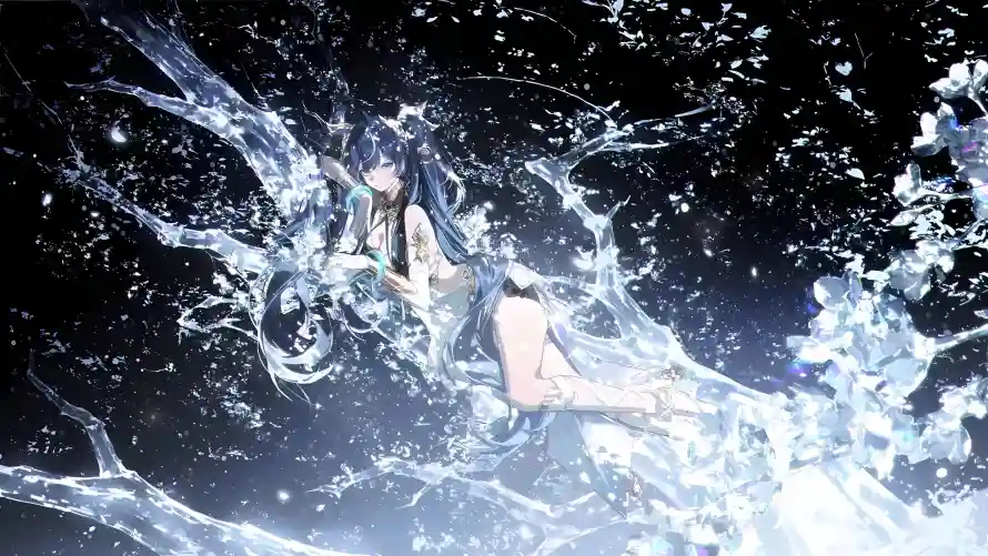 3k女性壁纸-尤诺 - 水花-长发「哲风壁纸」