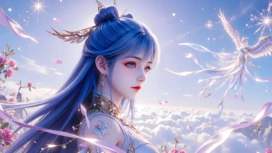 6k云端壁纸-古装 - 星空-桃花「哲风壁纸」