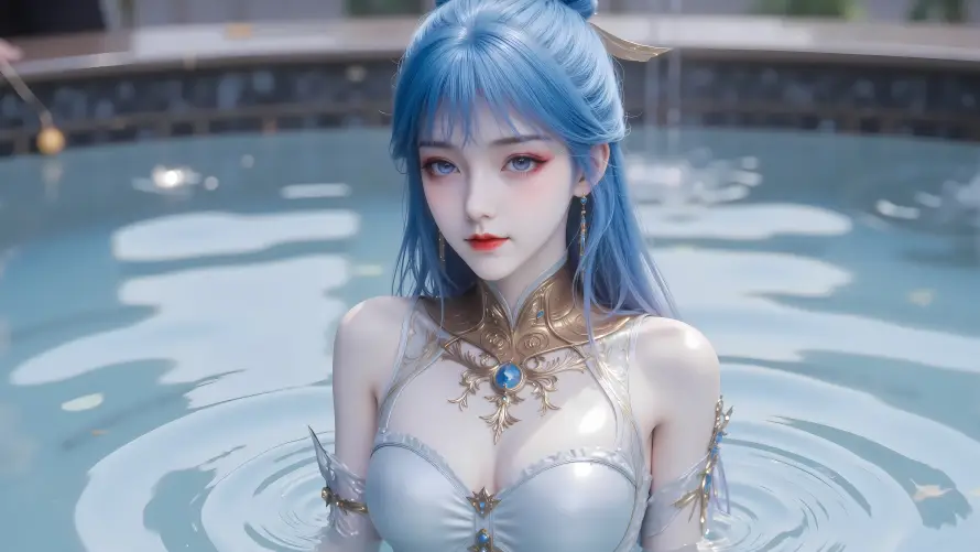 6k3D壁纸-水中 - 水面-蓝发「哲风壁纸」 6k3D壁纸-水中 - 水面-蓝发「哲风壁纸」