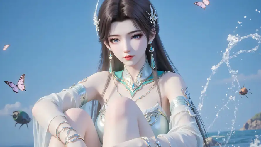 8k3D壁纸-古风 - 水花-海边「哲风壁纸」