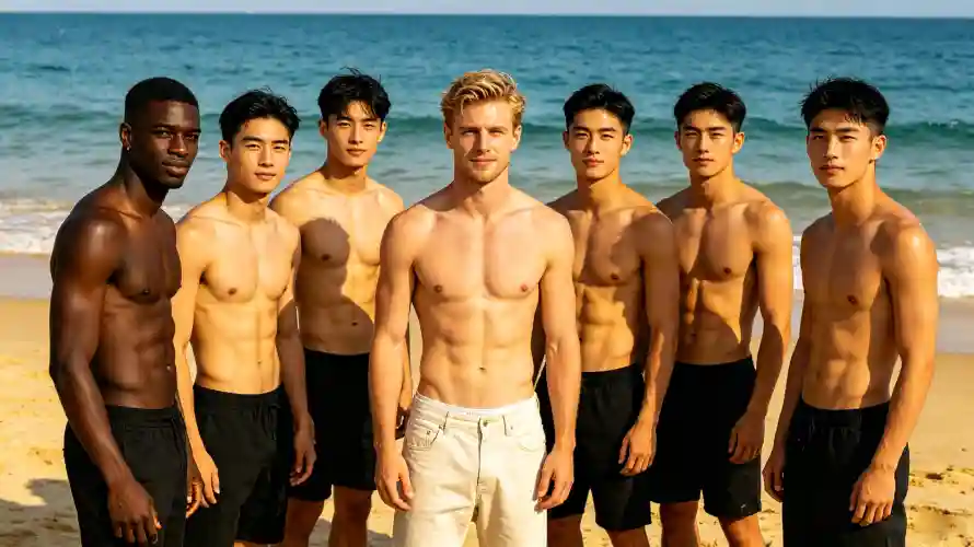 3k健身壁纸-型男 - 帅哥-沙滩「哲风壁纸」
