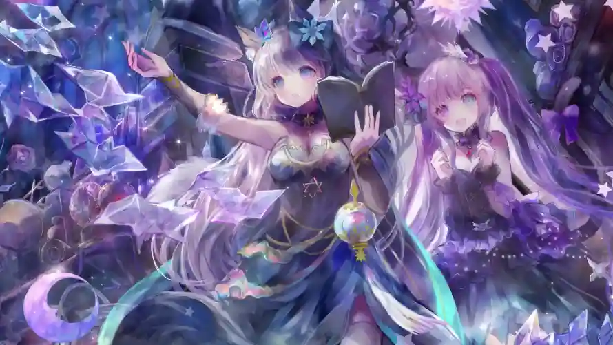 4k少女壁纸-星星 - 月亮-水晶「哲风壁纸」