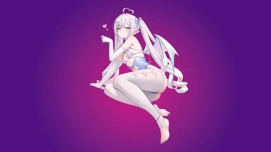 4k坐姿壁纸-少女 - 泳装-爱心「哲风壁纸」