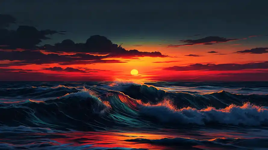 3k云层壁纸-壁纸 - 夕阳-大海「哲风壁纸」