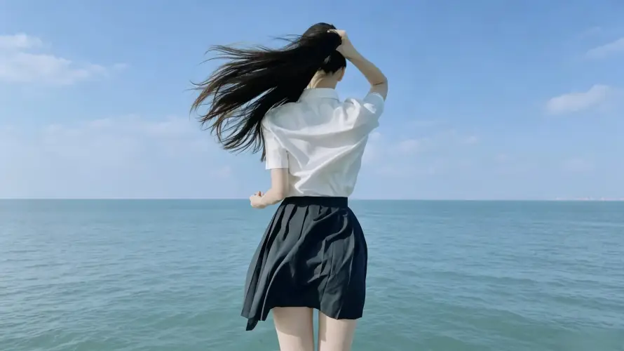 3k大海壁纸-少女 - 治愈-海边「哲风壁纸」