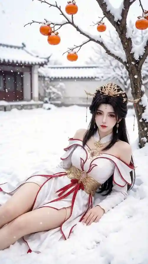 4k下雪壁纸 - 发冠 - 古装 - 古风「哲风壁纸」