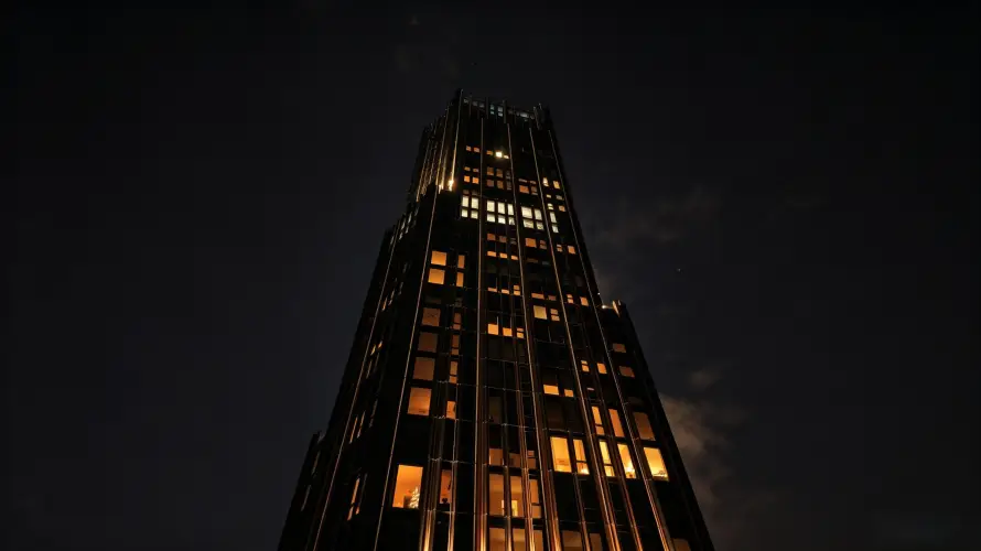 3k仰视壁纸-城市 - 夜景-建筑「哲风壁纸」