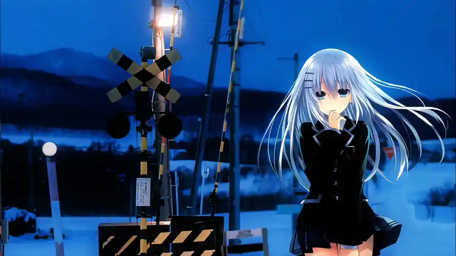 4k夜晚壁纸-风 - 少女-路灯「哲风壁纸」
