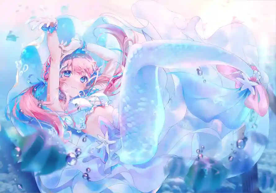 6k动漫壁纸-少女 - 水下-海洋「哲风壁纸」
