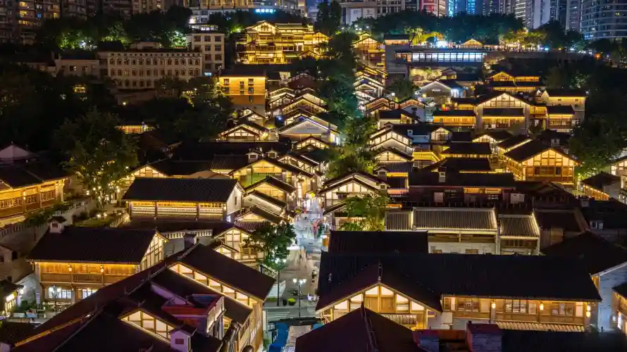 3k俯瞰壁纸-古街 - 城市-夜景「哲风壁纸」