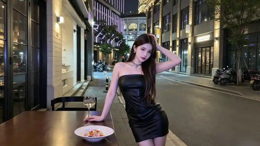 3k壁纸壁纸-夜景 - 皮裙-美女「哲风壁纸」