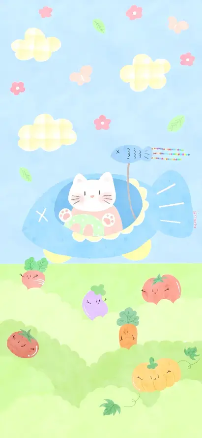 4k云朵壁纸 - 卡通 - 可爱 - 小花「哲风壁纸」