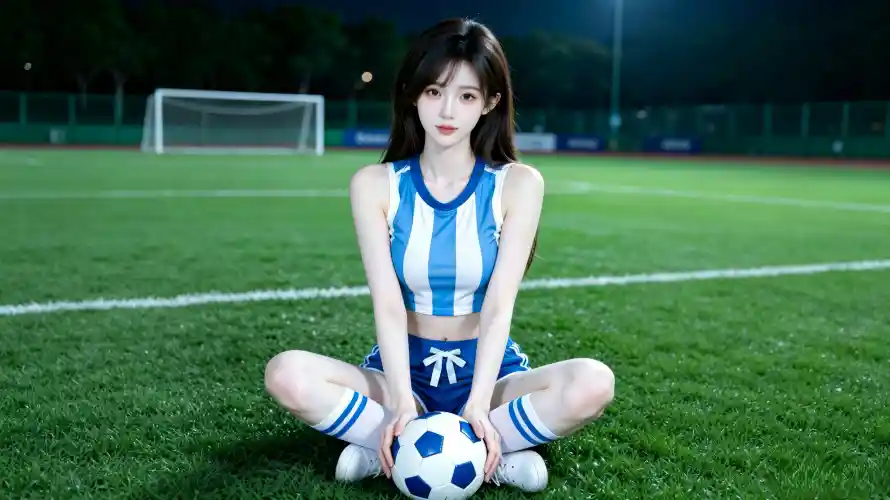 3k坐姿壁纸-壁纸 - 少女-足球「哲风壁纸」
