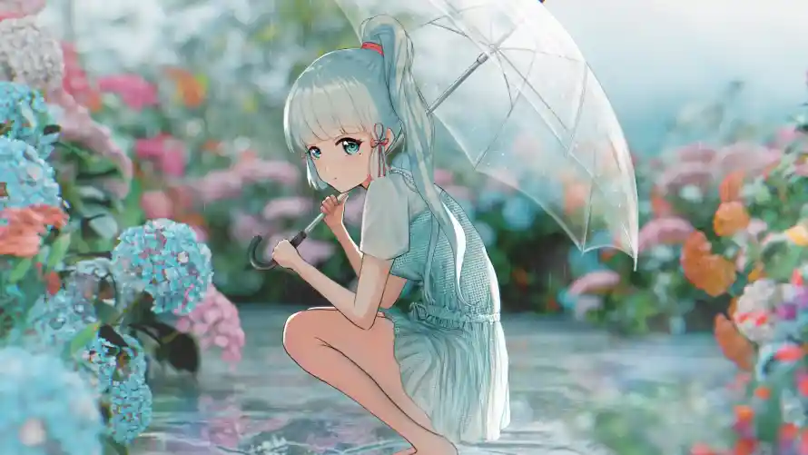 4k原神壁纸-少女 - 白裙-花丛「哲风壁纸」