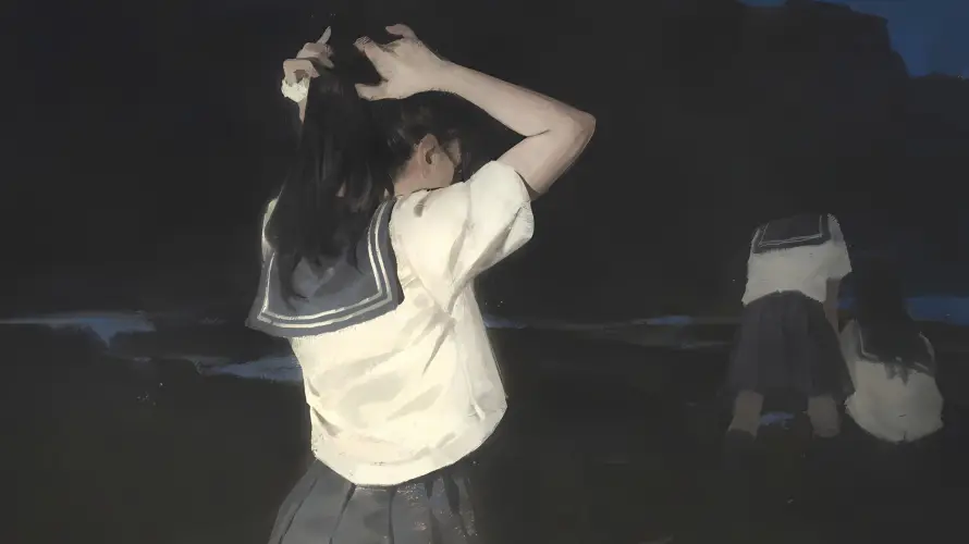 2k女生壁纸-抬手 - 扎头发-扎马尾「哲风壁纸」