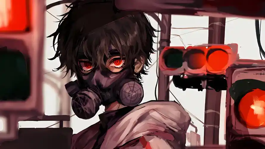 2k夜景壁纸-少年 - 插画-红灯「哲风壁纸」