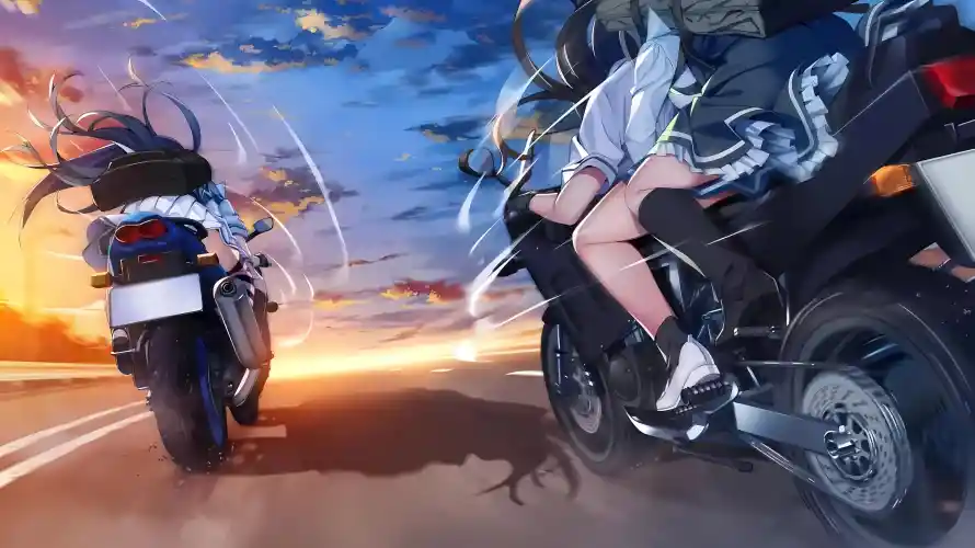 3k天空壁纸-少女 - 晚霞-长发「哲风壁纸」