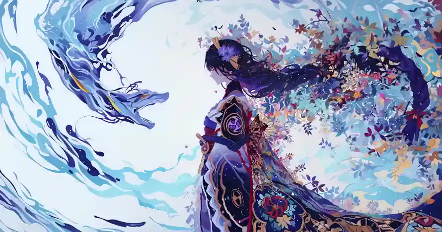 4k原神壁纸-插画 - 海浪-紫发「哲风壁纸」