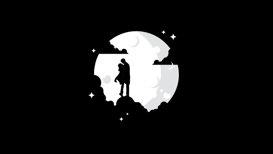 4k剪影壁纸-黑 - 夜空-情侣「哲风壁纸」
