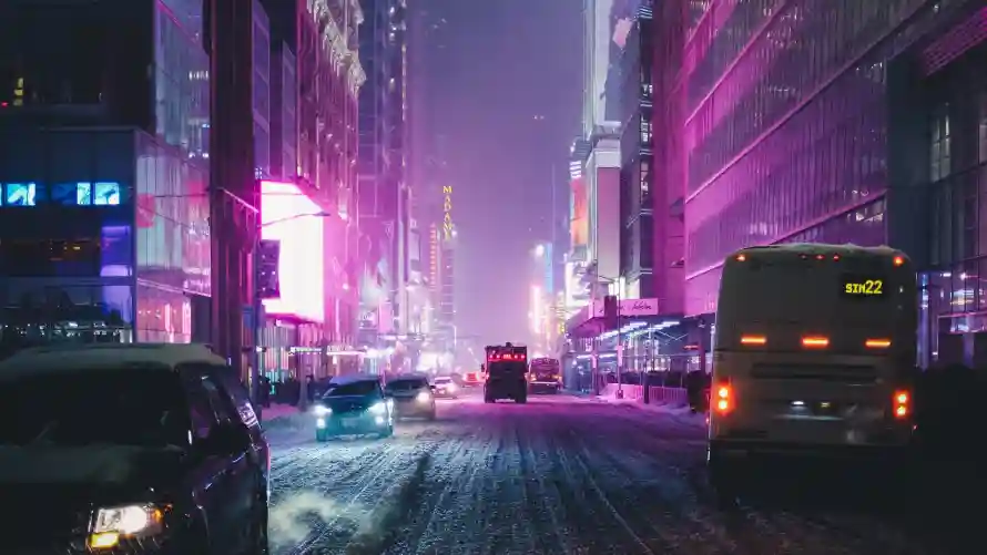 4k冬季壁纸-雪 - 城市-夜晚「哲风壁纸」