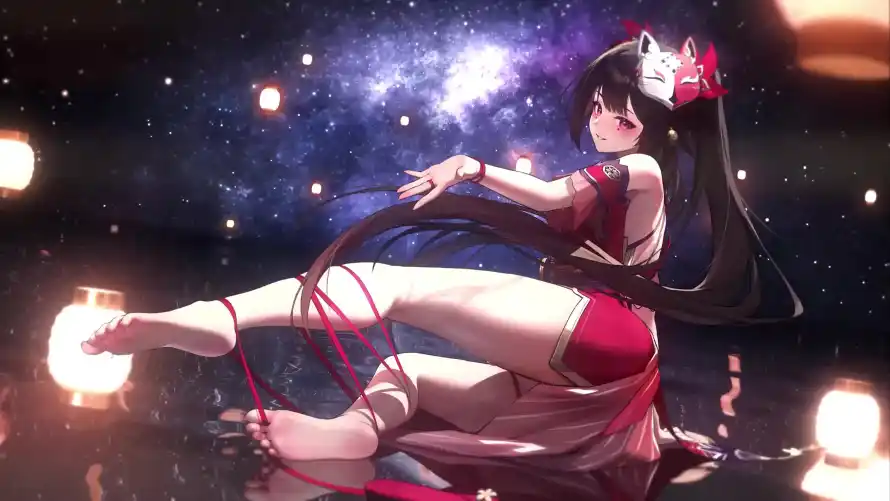 3k和服壁纸-夜晚 - 星空-灯笼「哲风壁纸」