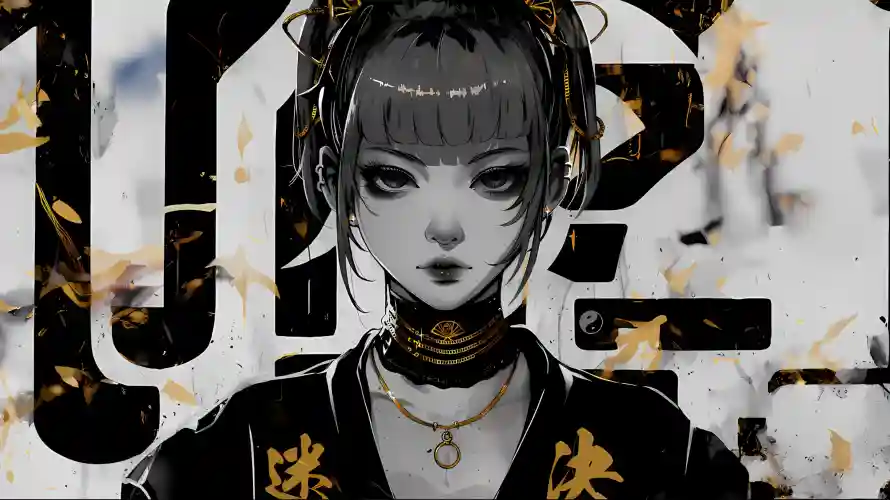 2k插画壁纸-暗黑 - 酷飒-高马尾「哲风壁纸」