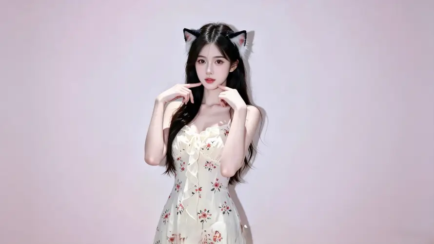3k图片壁纸-猫耳 - 纯欲-美女「哲风壁纸」