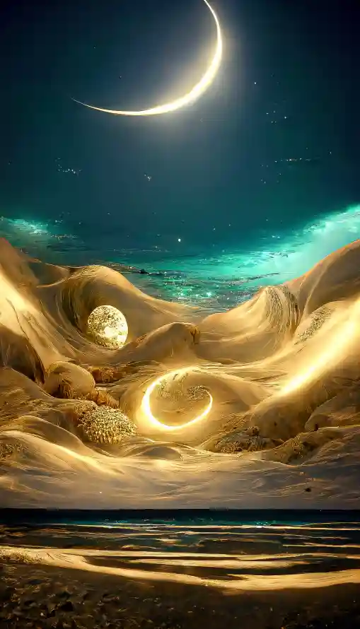 4k夜景壁纸 - 弯月 - 星空 - 星辰「哲风壁纸」