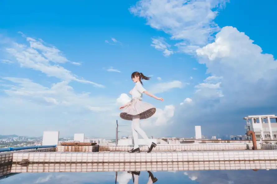 8k倒影壁纸-jk - 制服-天台「哲风壁纸」