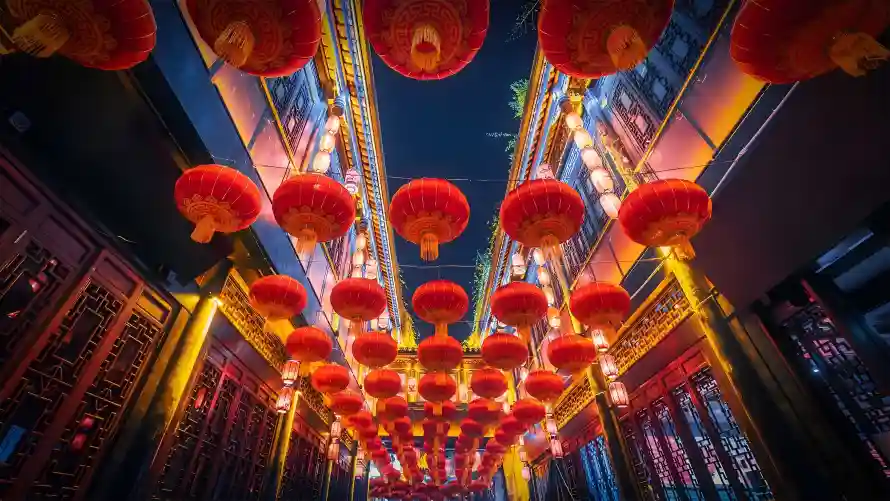 3k古街壁纸-红 - 喜庆-夜景「哲风壁纸」