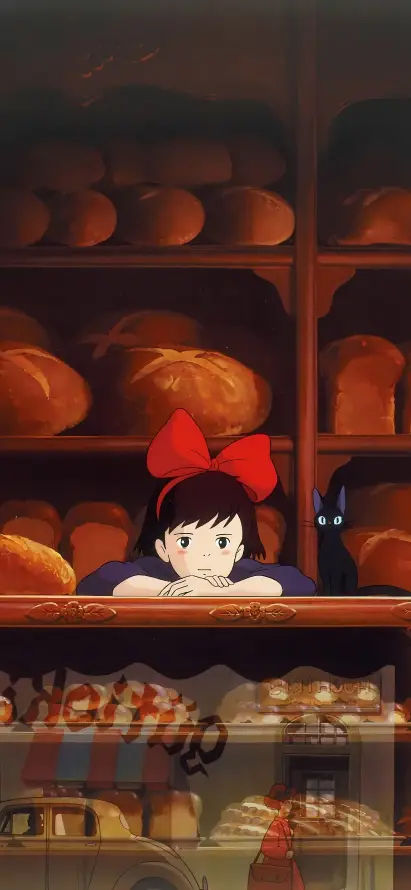 4k动画壁纸 - 少女 - 面包 - 宫崎骏「哲风壁纸」