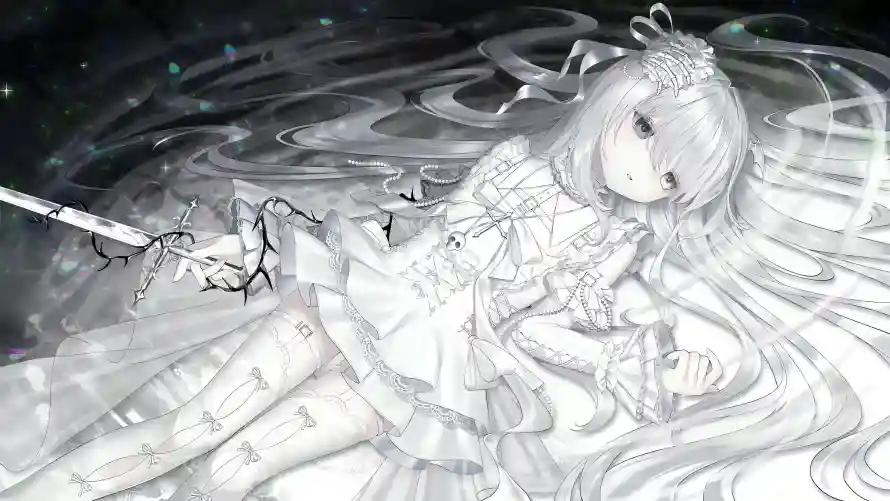 4k剑士壁纸-插画 - 银发-长剑「哲风壁纸」