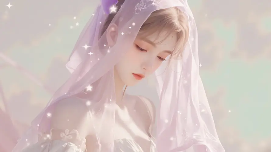 6k优雅壁纸-头纱 - 少女-星点「哲风壁纸」
