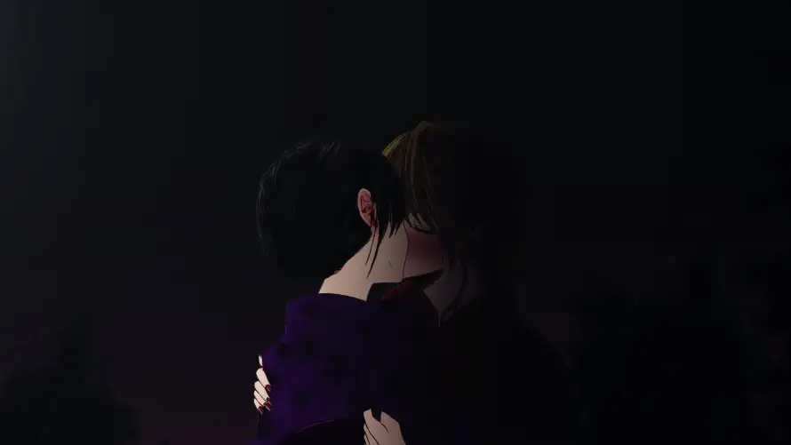 3k少女壁纸-百合 - 相拥-深色背景「哲风壁纸」