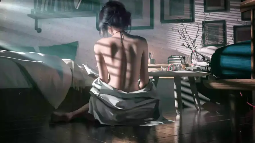 4k光影壁纸-室内 - 少女-居家「哲风壁纸」