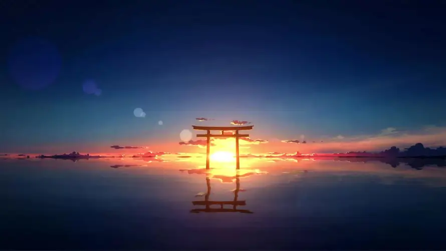 3k倒影壁纸-天空 - 插画-日式「哲风壁纸」