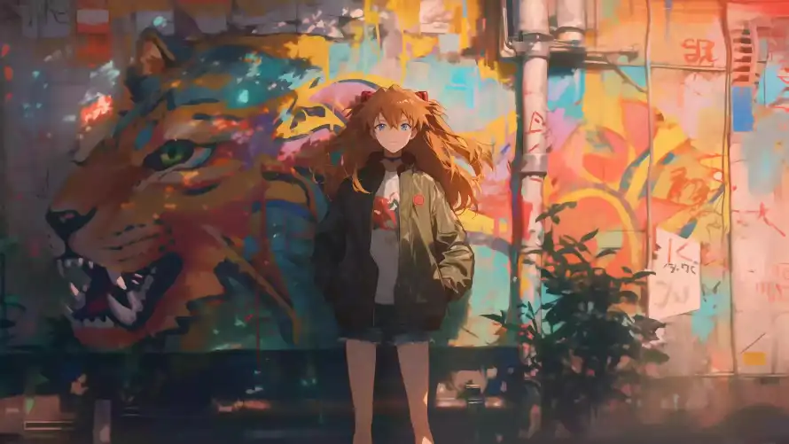 4k夹克壁纸-少女 - 插画-涂鸦「哲风壁纸」