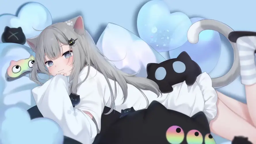 3k云朵壁纸-兽耳 - 可爱-猫尾「哲风壁纸」