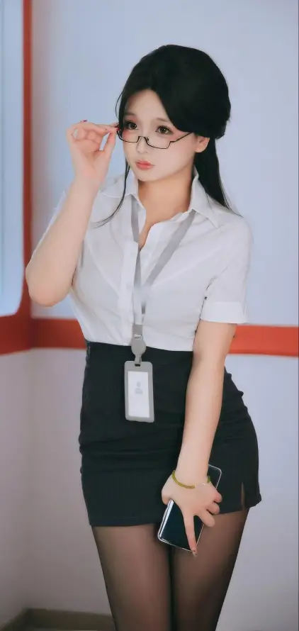 4k工牌壁纸 - 眼镜 - 职场 - 长发「哲风壁纸」