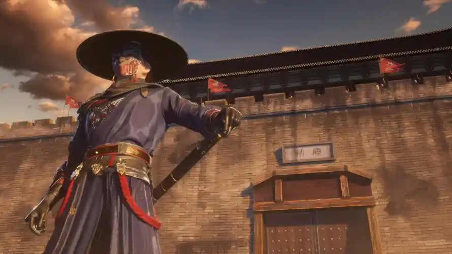 2k剑客壁纸-古风 - 城墙-斗笠「哲风壁纸」