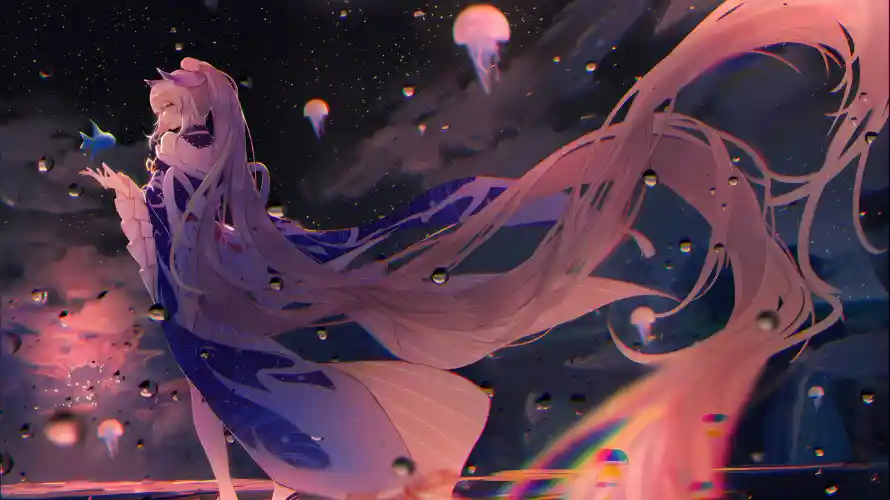 2k原神壁纸-星空 - 水母-深海「哲风壁纸」