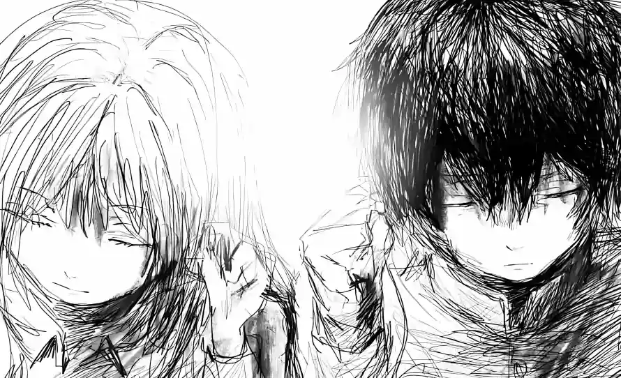 2k双人壁纸-少女 - 少年-线稿「哲风壁纸」