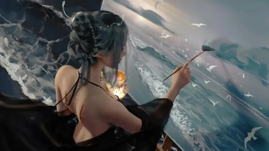 4k后背壁纸-悬崖 - 插画-海景「哲风壁纸」