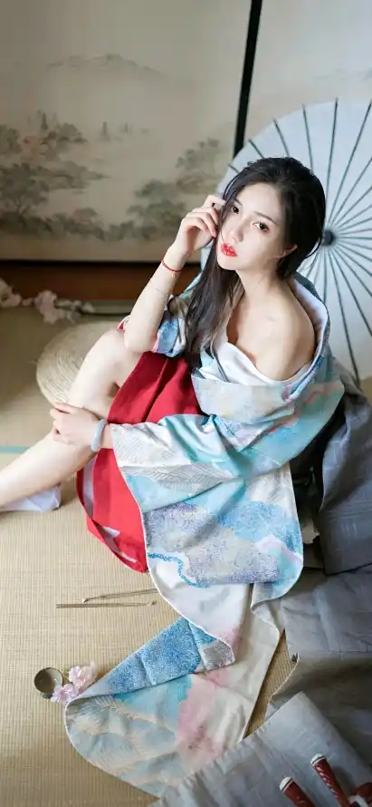 4k优雅壁纸 - 和服 - 日系 - 红唇「哲风壁纸」