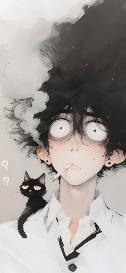 4k手绘壁纸 - 插画 - 猫咪 - 男孩「哲风壁纸」