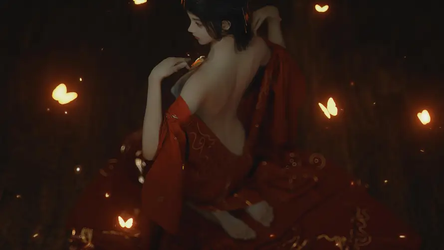 5k侧颜壁纸-少女 - 暗夜-美女「哲风壁纸」