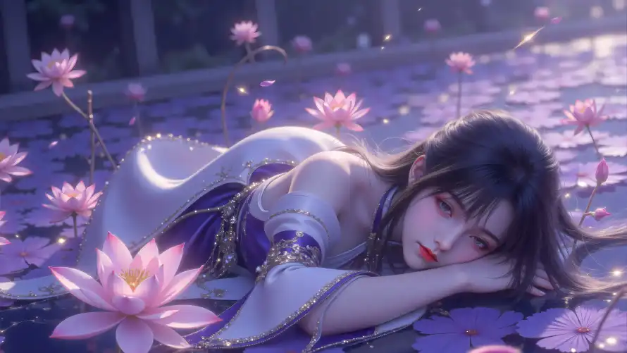 6k卧姿壁纸-1 - 古风-少女「哲风壁纸」