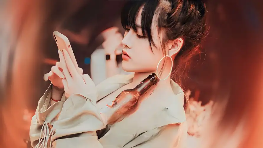 5k侧颜壁纸-手机 - 暖光-美女「哲风壁纸」